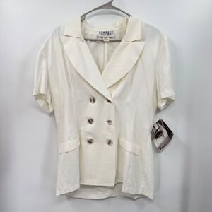 Rampage Womens Cream Double Breasted Short Sleeve Blazer Style Top‎ Size 11